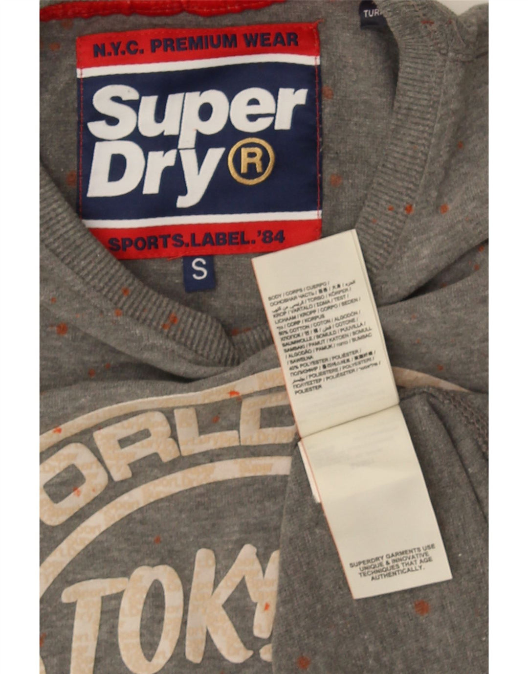 Superdry camiseta masculina gráfica top pequeno algodão manchado cinza