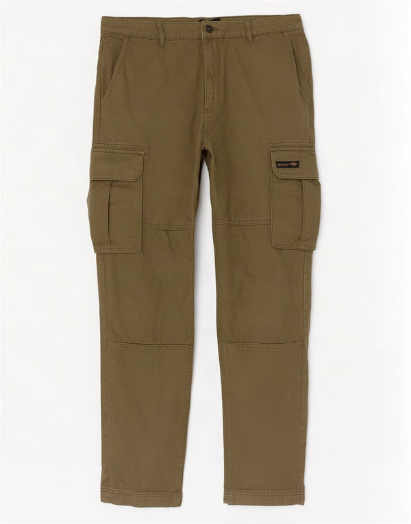 Bench Mens Slim Cargo Calças W34 L30 Algodão Cáqui