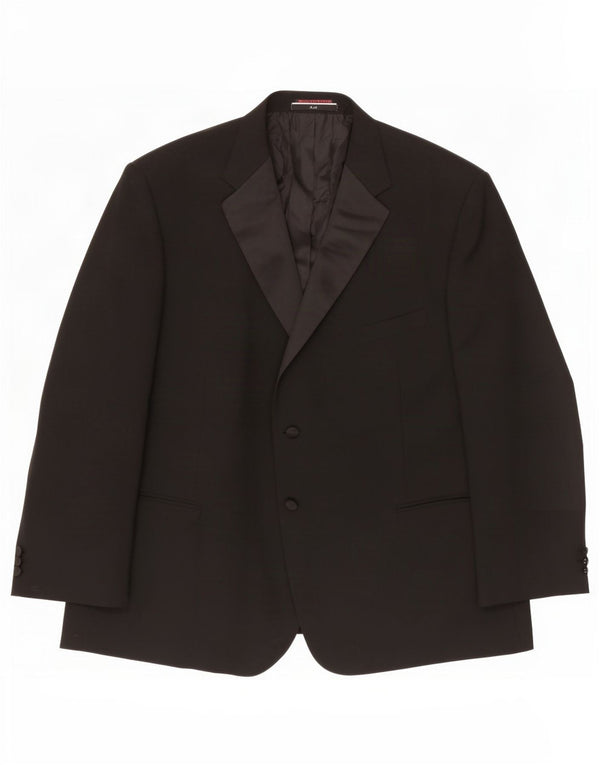 Jaqueta blazer masculina de 2 botões Marks & Spencer Reino Unido 52 3XL poliéster preto