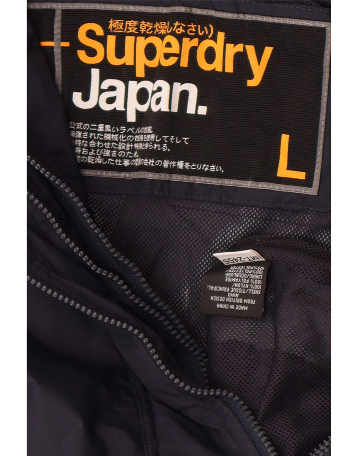 Jaqueta de chuva feminina Superdry UK 16 grande nylon azul marinho