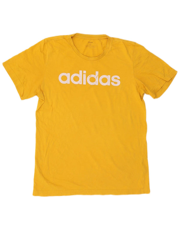 Adidas Mens Graphic T-Shirt Top Médio Algodão Amarelo