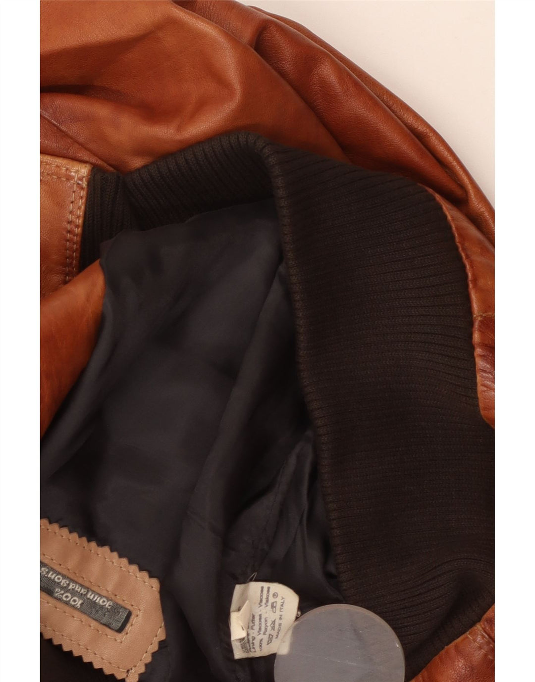 Jaqueta de couro masculina vintage UK 38 viscose marrom média