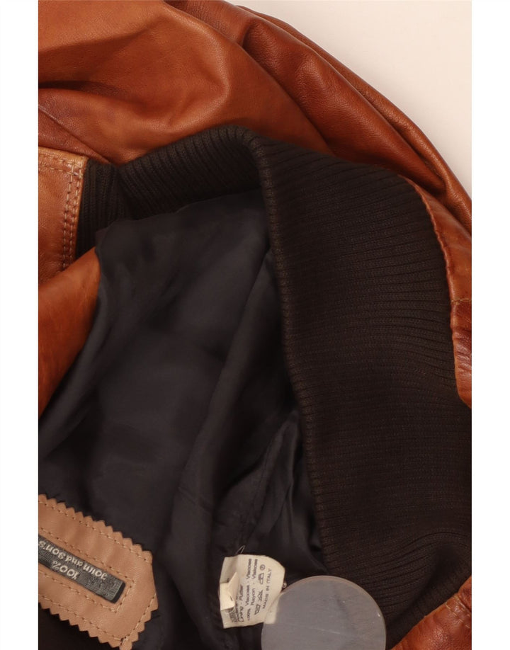 Jaqueta de couro masculina vintage UK 38 viscose marrom média