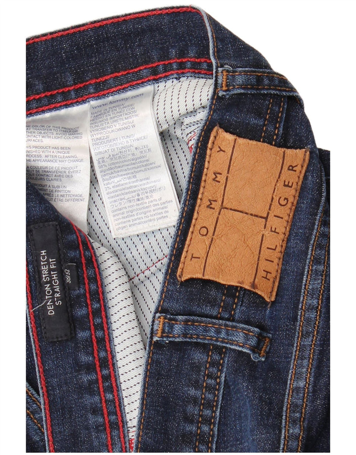 TOMMY HILFIGER Masculino Denton Straight Jeans W38 L32 Azul Marinho Algodão