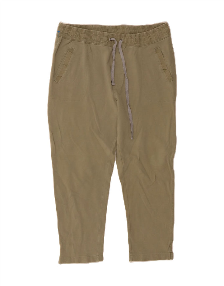 EDDIE BAUER Womens Slim Cropped Trousers Large W34 L25 Khaki Cotton Vintage Eddie Bauer and Second-Hand Eddie Bauer from Messina Hembry 
