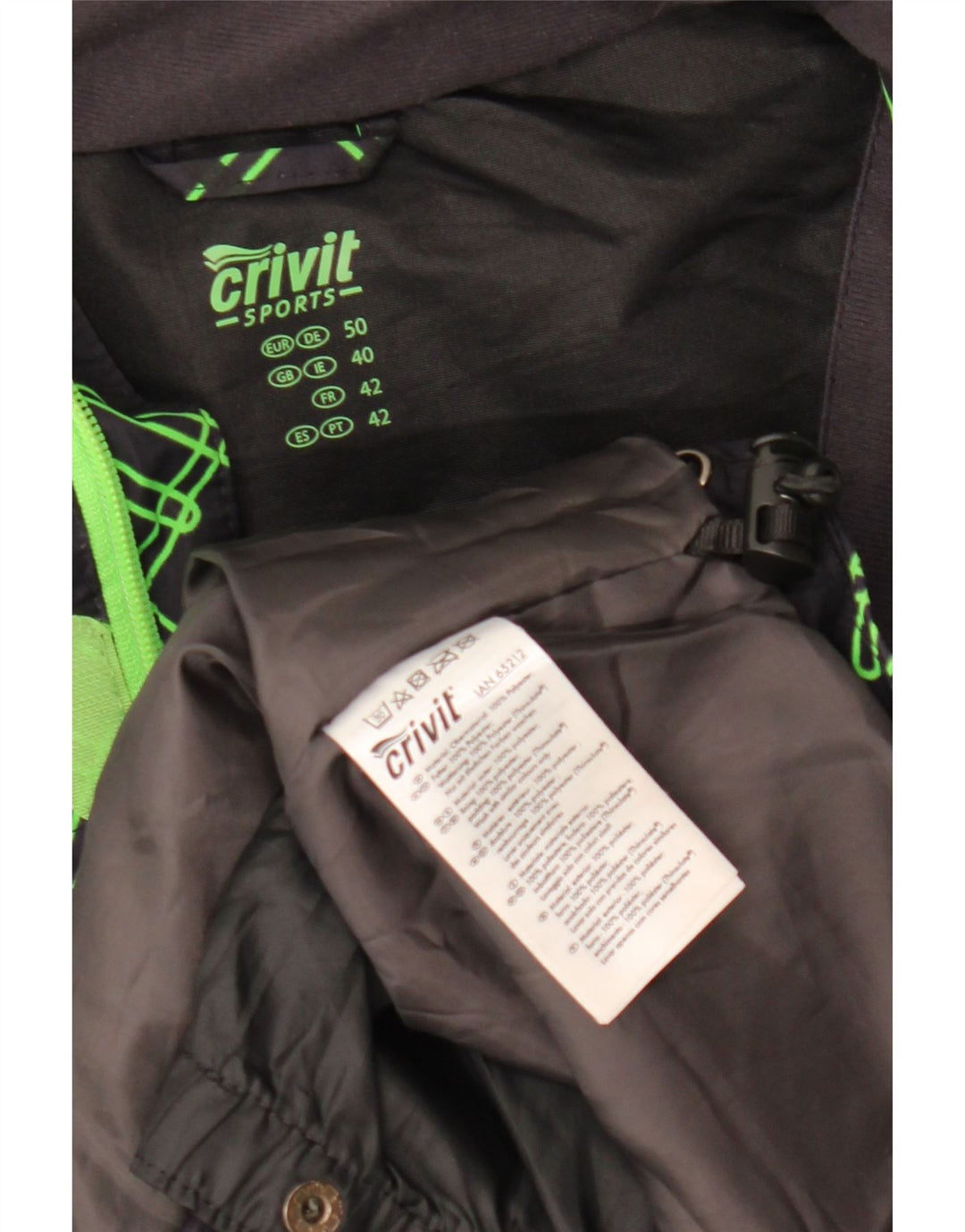 Jaqueta corta-vento masculina CRIVIT UK 40 grande poliéster geométrico azul marinho