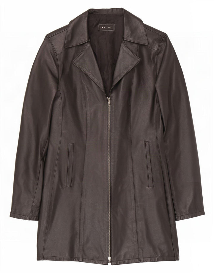 Casaco de couro feminino Sasch UK 12 médio preto