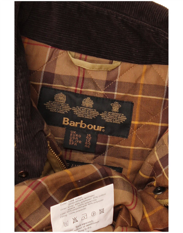 Sobretudo feminino BARBOUR UK 16 grande algodão cáqui