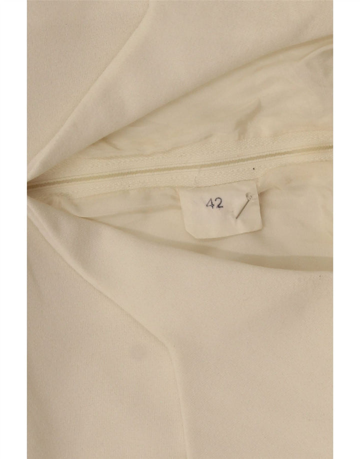 Vestido vintage feminino evasê IT 42 poliéster floral branco médio