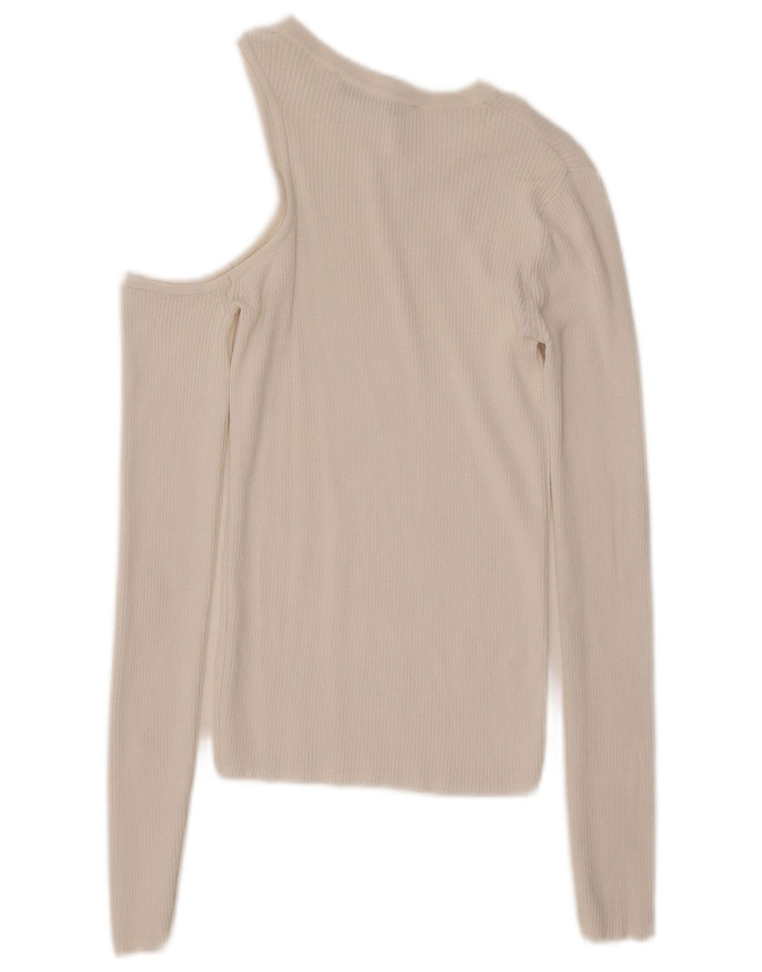 Zara Top feminino de manga comprida com um ombro Reino Unido 8 pequeno branco