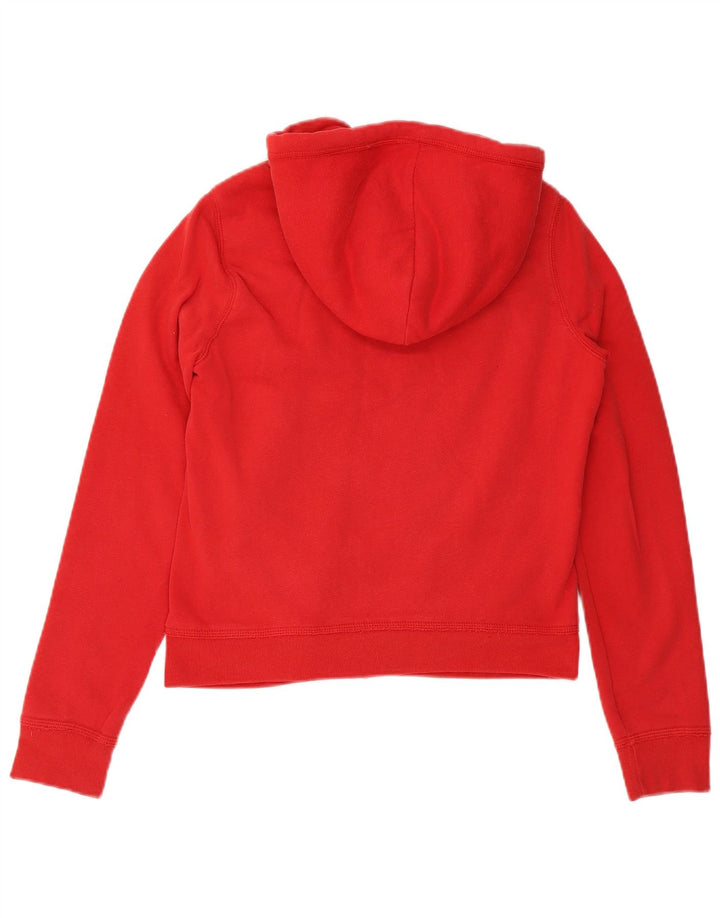 Suéter feminino com capuz e zíper gráfico HOLLISTER Reino Unido 14 grande algodão vermelho