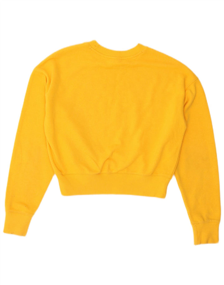 CHAMPION Suéter feminino oversized cropped UK 6 XS algodão amarelo