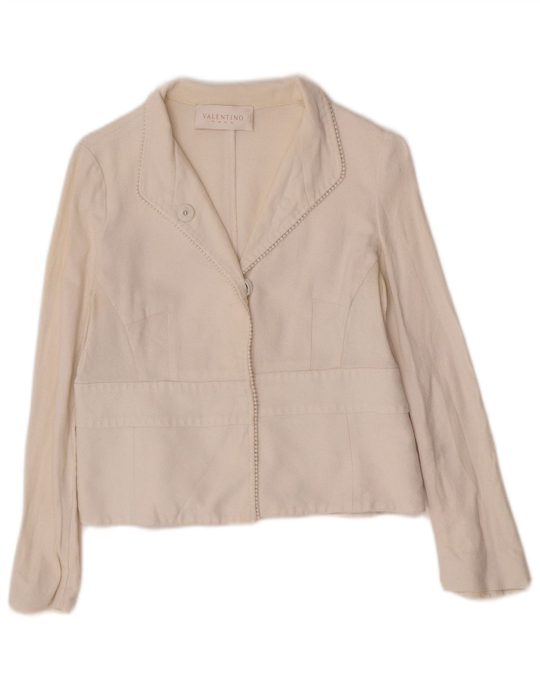 Jaqueta Blazer Feminina Valentino Crop 1 Botão IT 44 Médio Off White Algodão