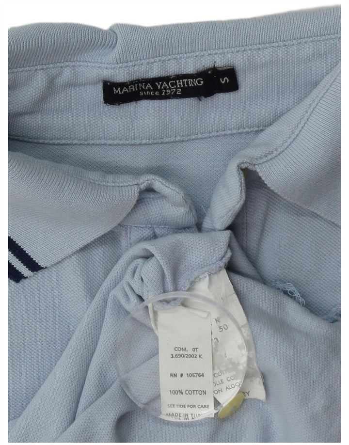 Camisa pólo gráfica feminina Marina Yachting Reino Unido 10 algodão azul pequeno