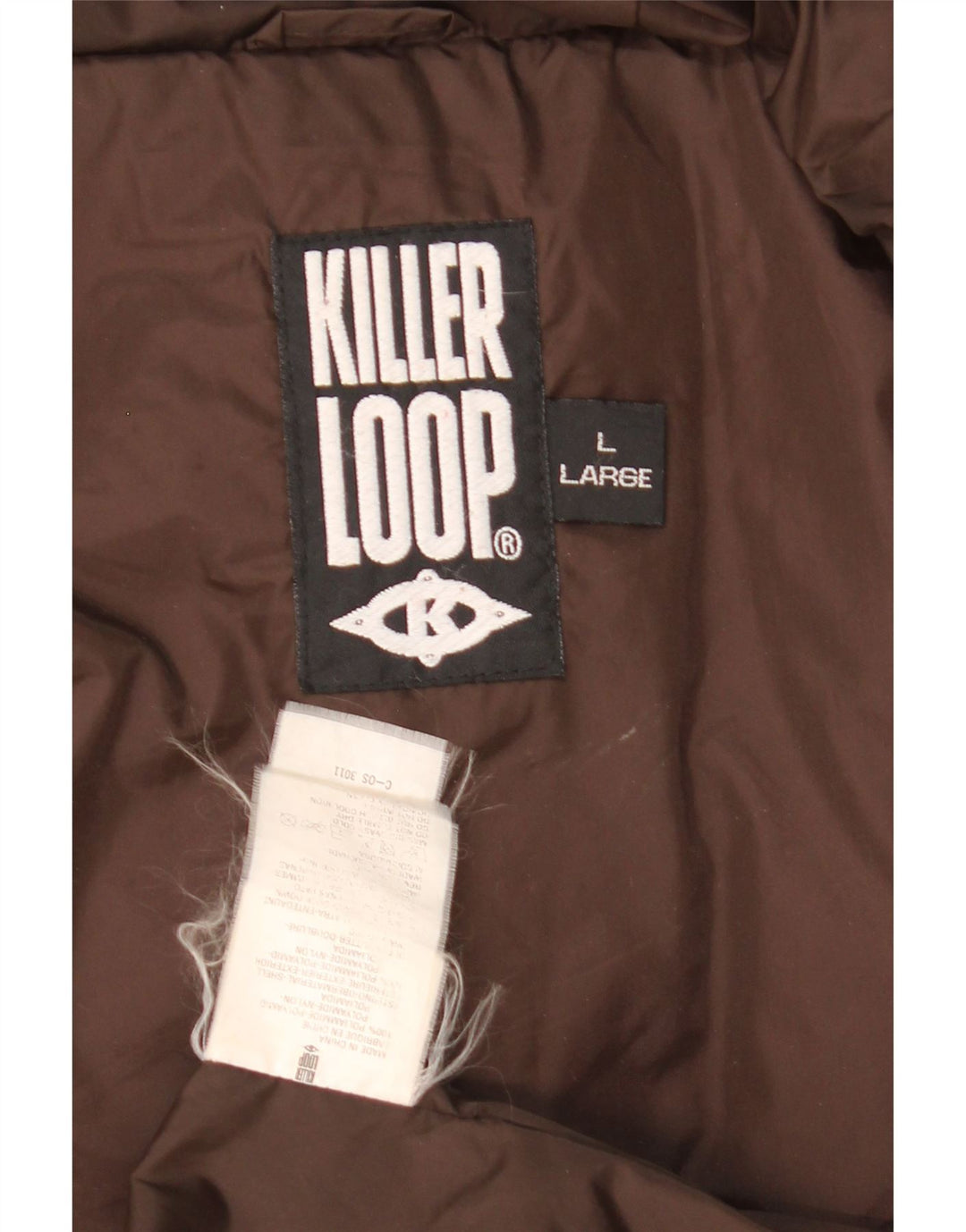 Casaco acolchoado com capuz masculino Killer Loop UK 40 grande poliamida marrom