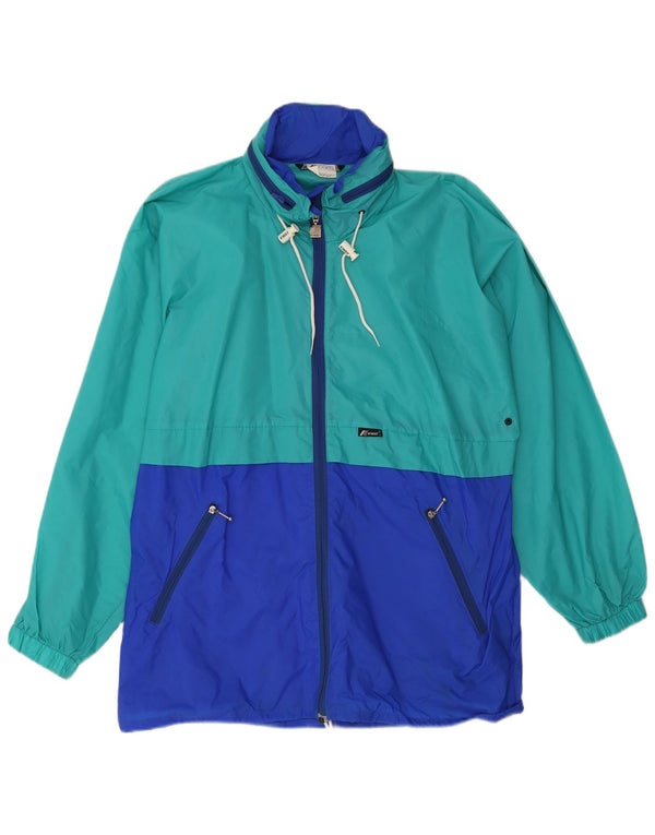 Jaqueta de chuva masculina com capuz K-Way UK 38 poliamida colorblock verde médio