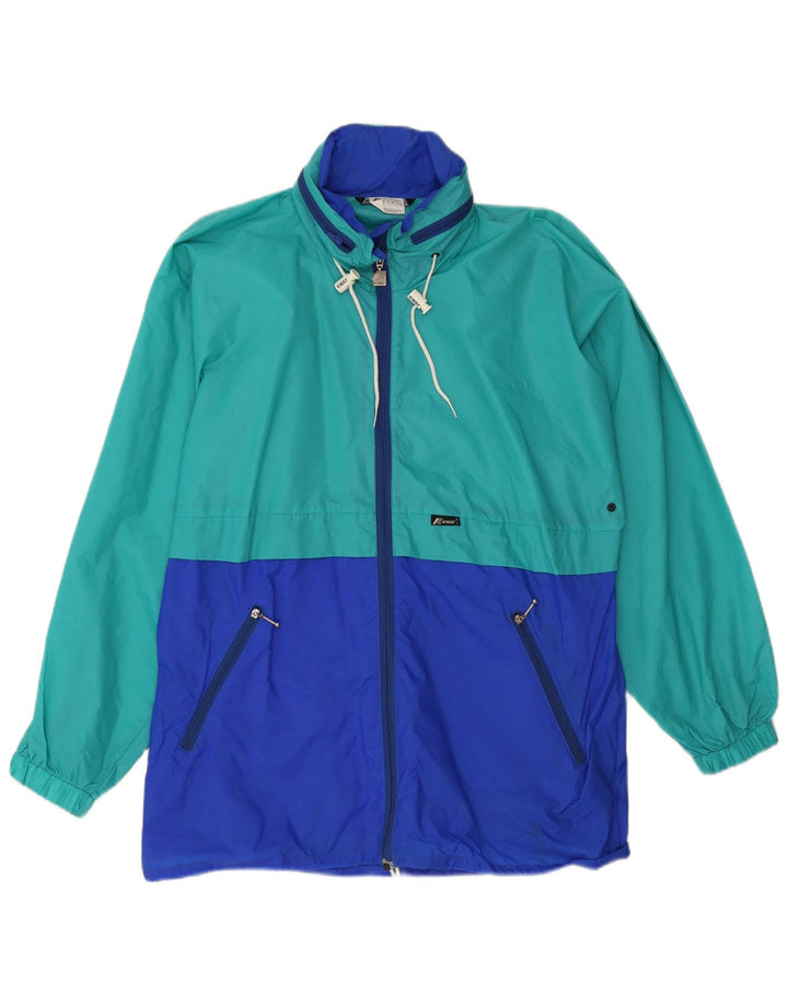 Jaqueta de chuva masculina com capuz K-Way UK 38 poliamida colorblock verde médio