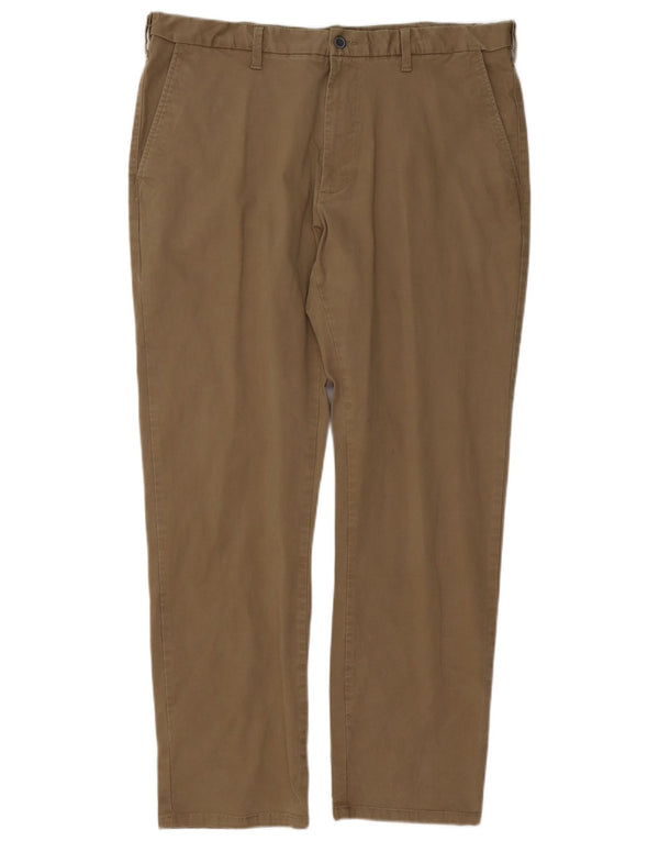 Calça chino reta masculina Marks & Spencer W38 L31 algodão bege