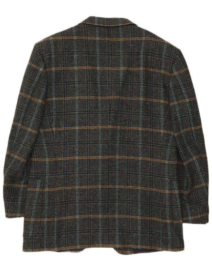Jaqueta blazer masculina de 2 botões Nino Cerruti IT 54 2XL lã xadrez verde