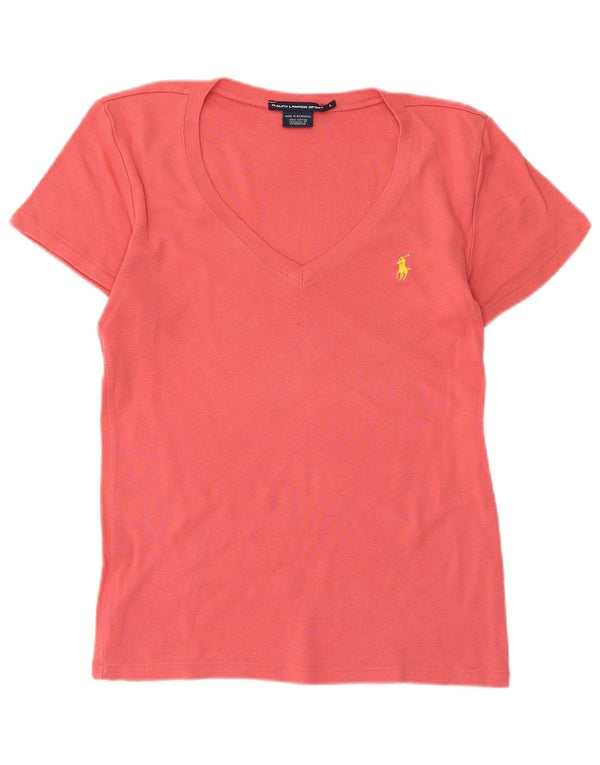 Camiseta feminina Ralph Lauren UK 14 grande algodão rosa