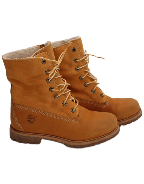 Botas femininas de couro estilo shearling Timberland tamanho Reino Unido 5,5 couro marrom