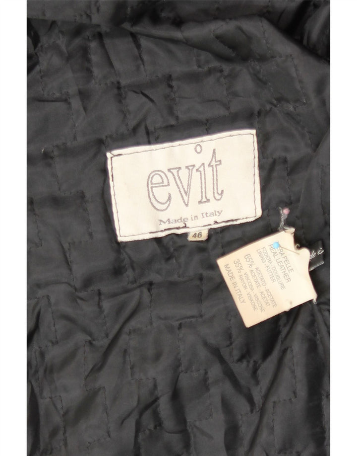Jaqueta de couro feminina vintage IT 46 grande couro preto
