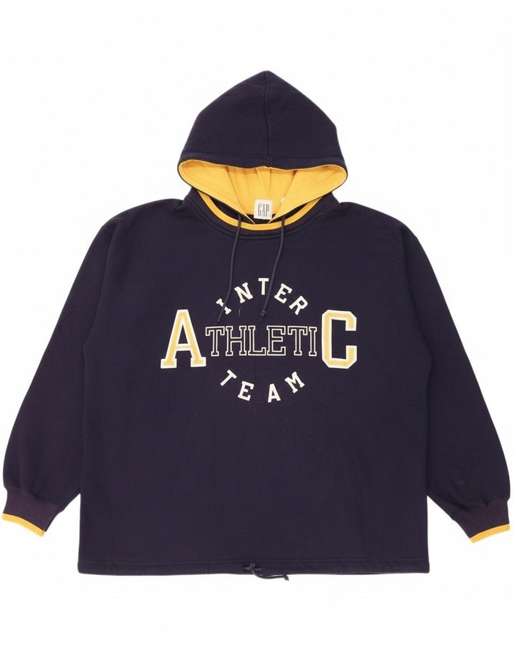 Suéter com capuz gráfico masculino Gap grande poliéster azul marinho