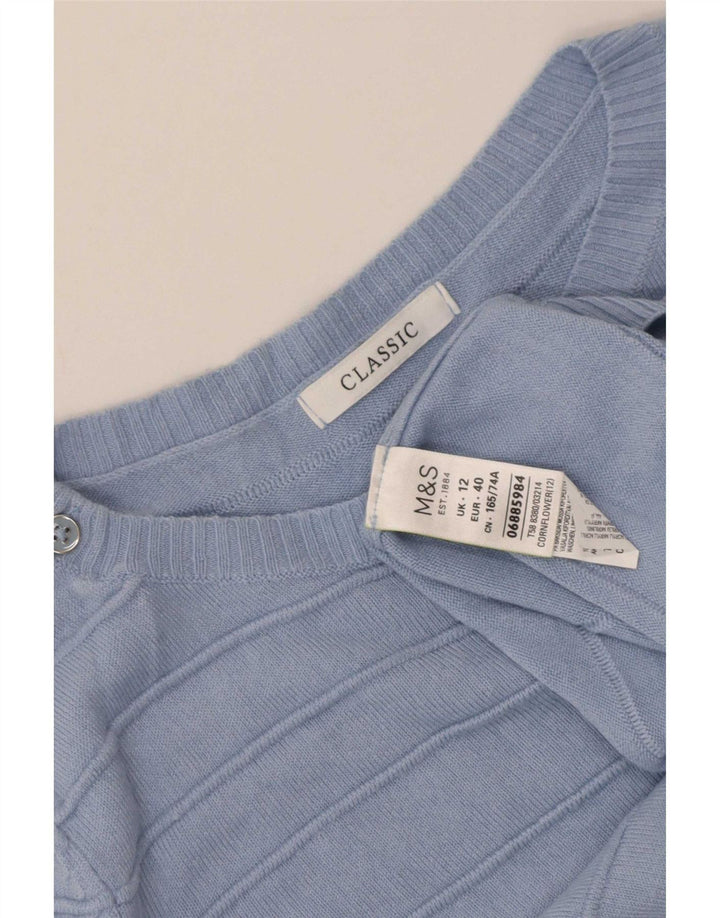 Suéter feminino Marks & Spencer clássico com gola canoa Reino Unido 12 azul médio