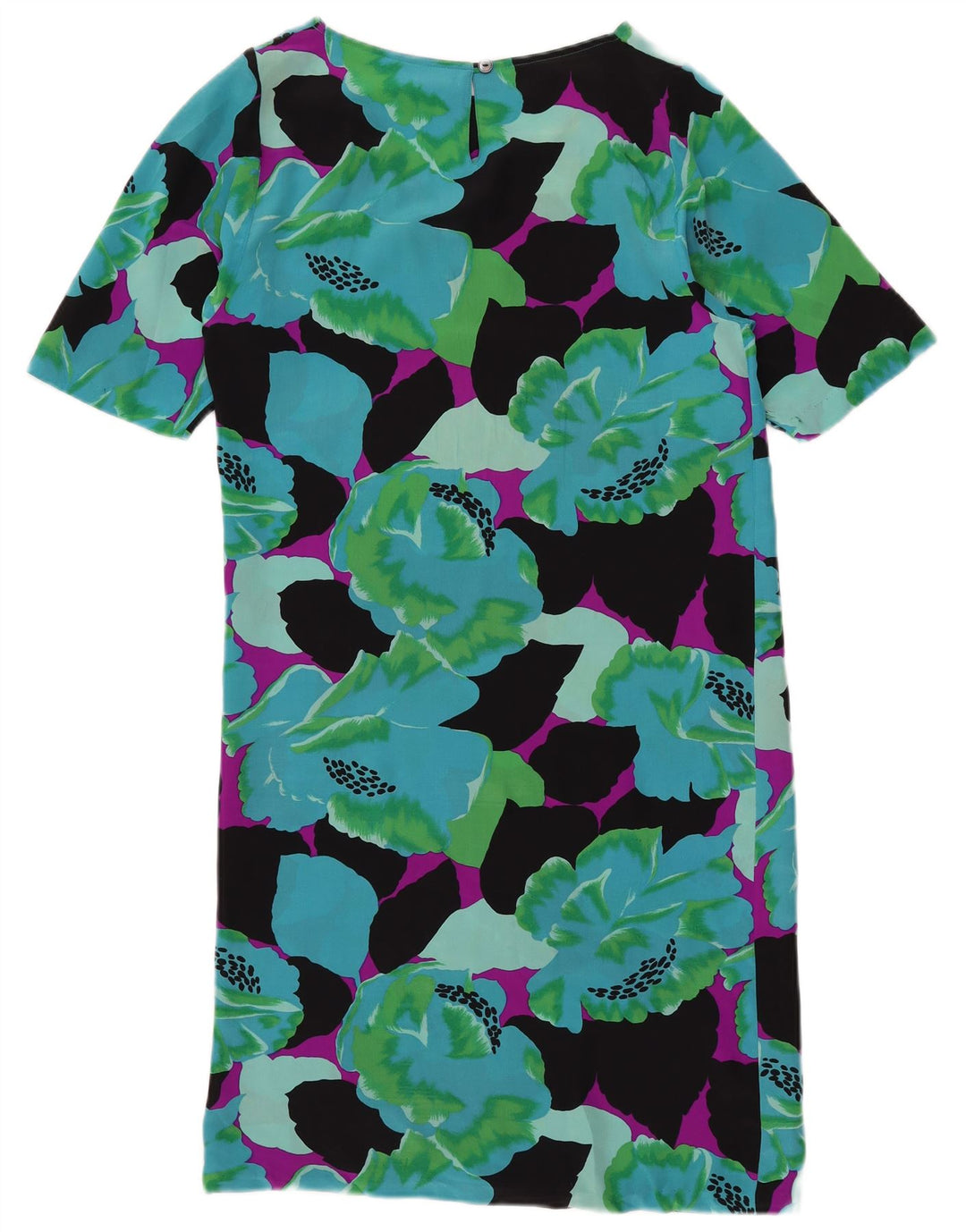 Vestido feminino VINTAGE UK 12 médio floral multicolorido de seda