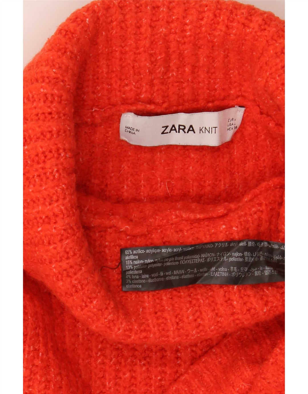 Zara Suéter feminino oversized com gola redonda Reino Unido 16 grande laranja acrílico
