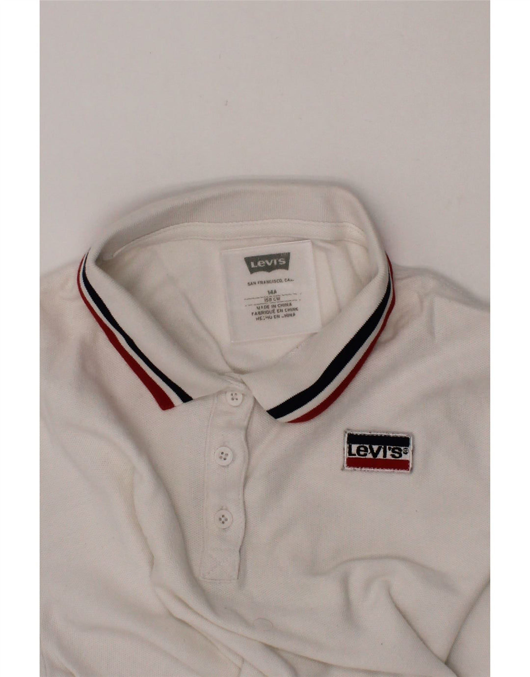 LEVI'S Girls Crop Polo Shirt 13-14 Years White Vintage Levi's and Second-Hand Levi's from Messina Hembry 