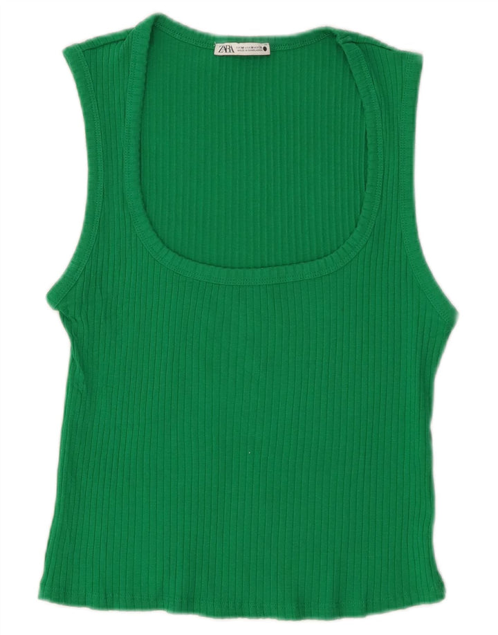 Colete feminino Zara UK 12 algodão verde médio