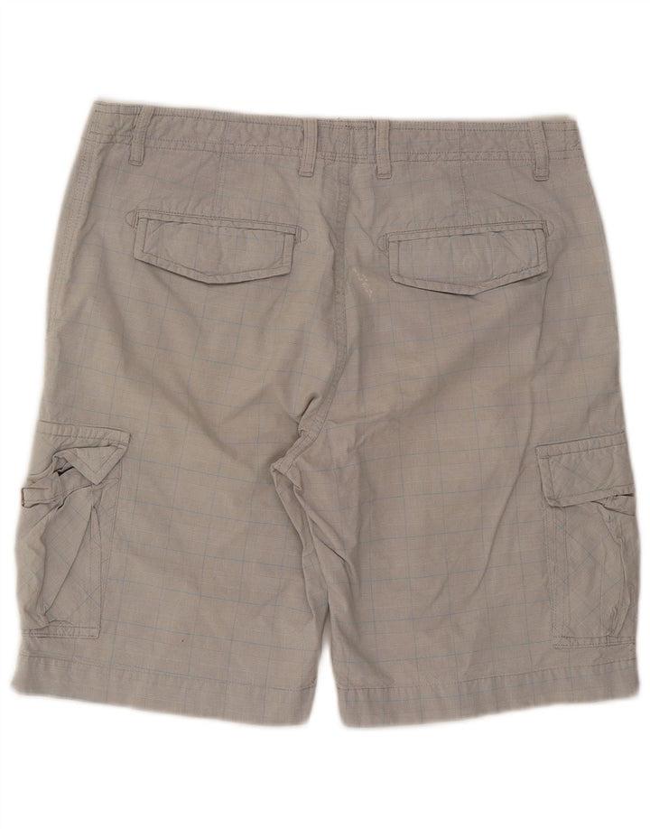 Shorts cargo masculino Woolrich W34 grande xadrez cinza
