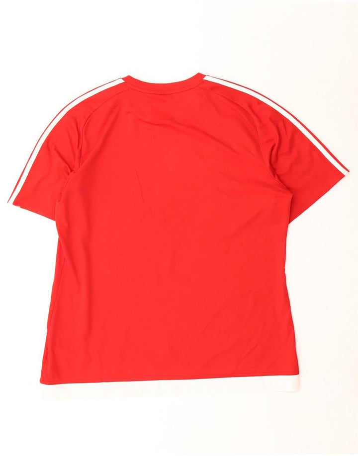 Adidas Mens Climalite Camiseta Top Grande Poliéster Colorblock Vermelho