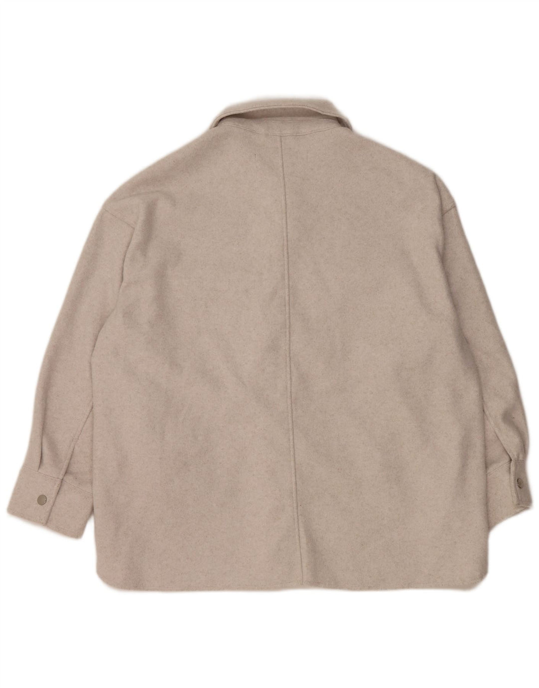 Zara Womens Oversized Shacket Fleece Shirt UK 16 Grande Cinza Poliéster