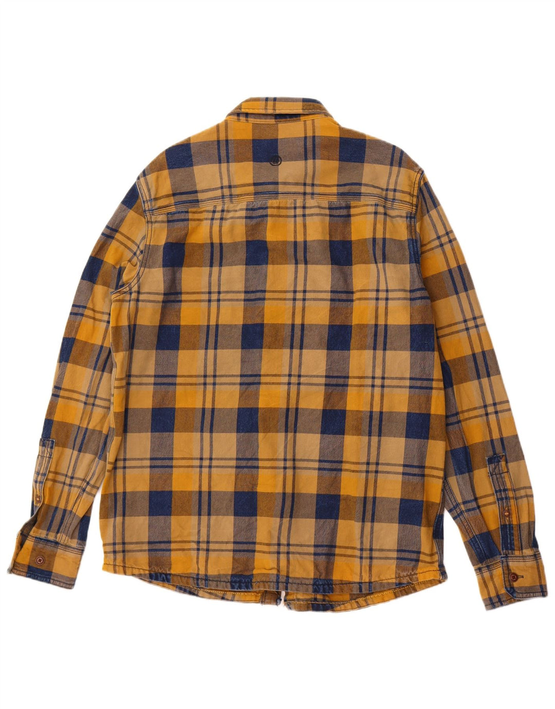 Camisa de flanela masculina de ajuste regular Fat Face grande algodão xadrez amarelo