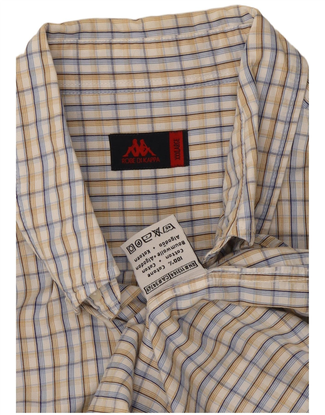 Camisa masculina de manga curta Kappa 3XL algodão xadrez multicolorido