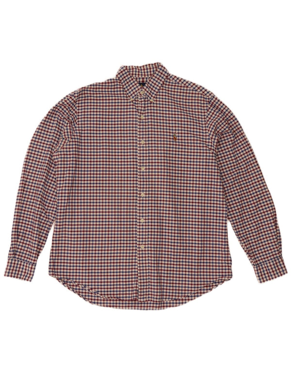 Polo Ralph Lauren Camisa masculina grande de algodão xadrez multicolorido