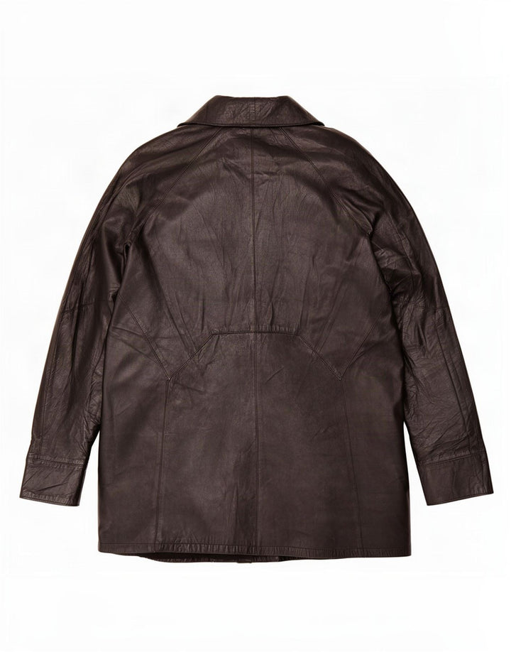 Casaco de couro superdimensionado vintage feminino IT 46 grande preto