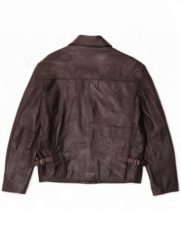 Jaqueta de couro masculina vintage IT 48 preto médio