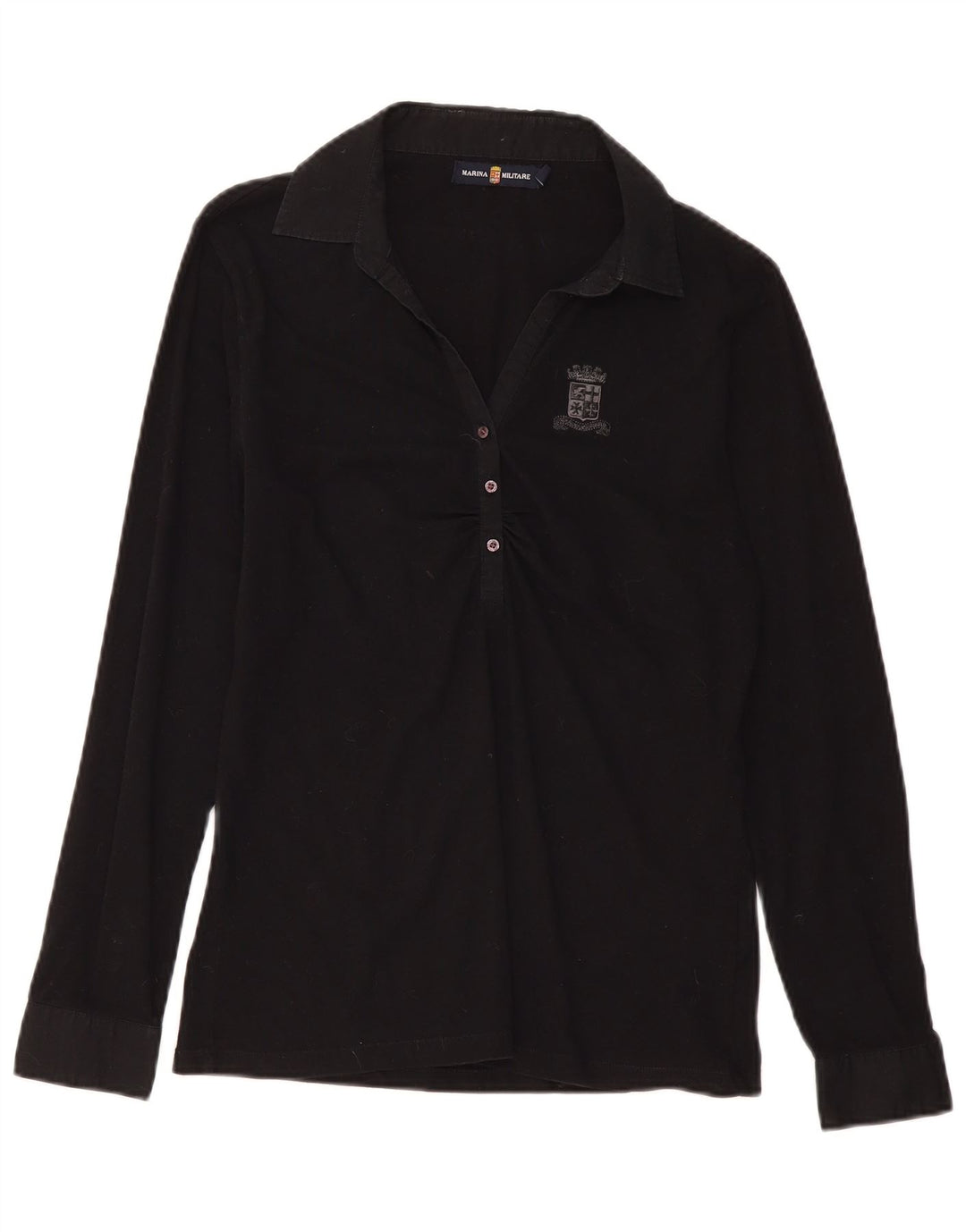 Camisa polo feminina MARINA MILITARE de manga comprida UK 18 XL algodão preto