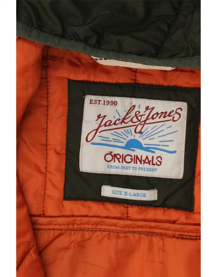 Jaqueta masculina acolchoada com capuz Jack & Jones UK 42 XL poliéster verde