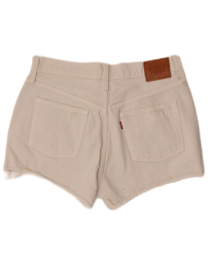 Shorts jeans feminino Levi's 501 desgastado W30 médio off white algodão