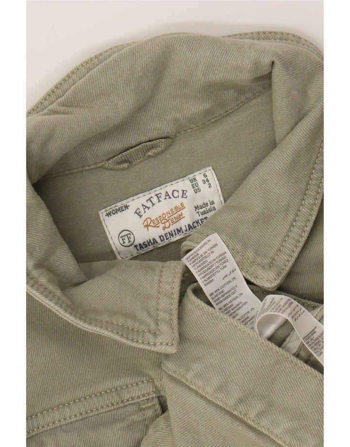 Jaqueta jeans feminina Fat Face UK 6 XS algodão cáqui