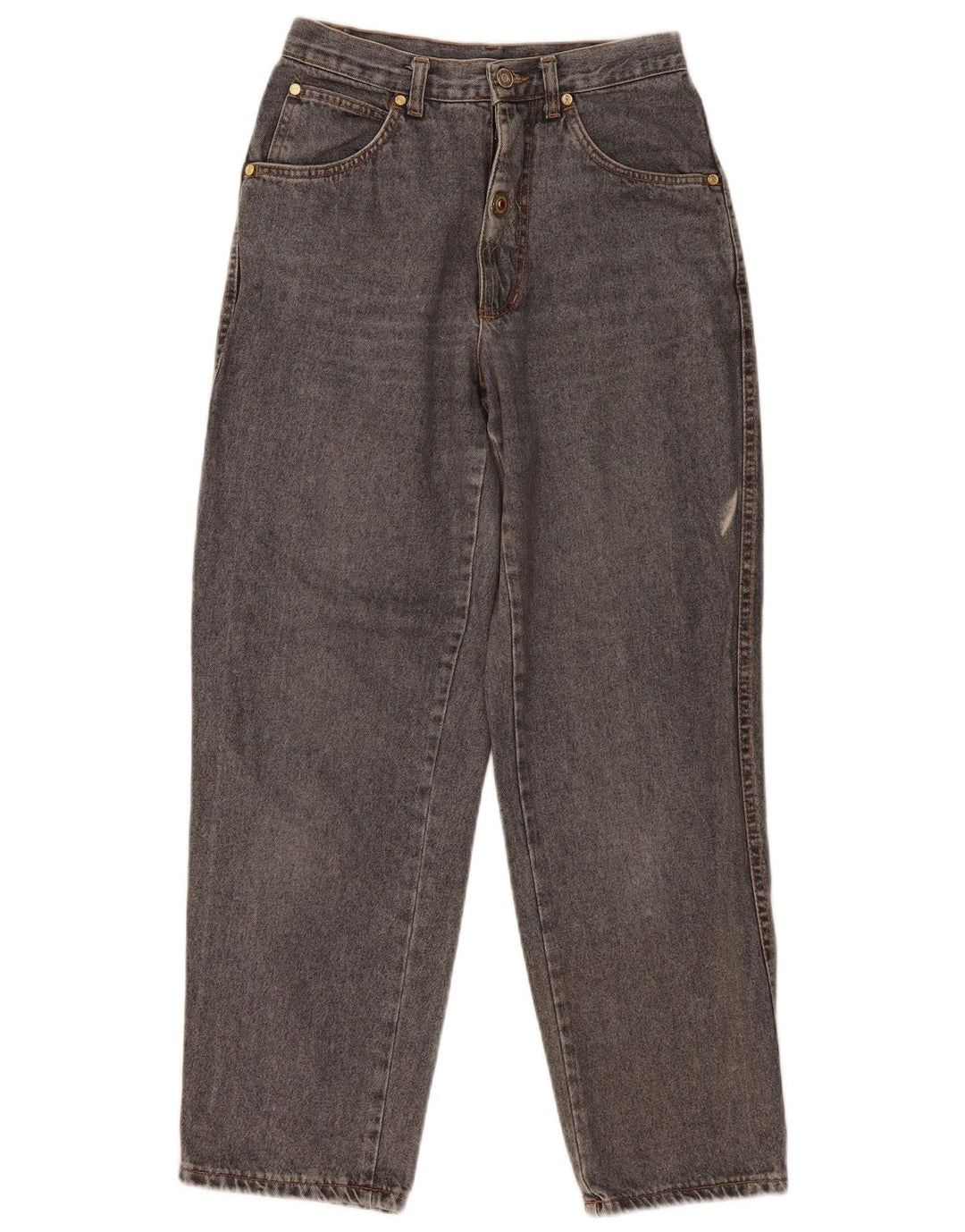 Jeans feminino vintage cintura alta cônico IT 46 grande W28 L29 algodão cinza