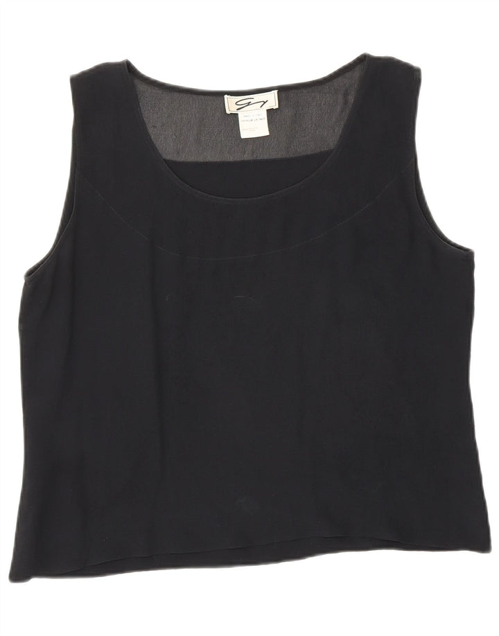 Blusa feminina Genny cropped sem mangas Reino Unido 12 seda preta média