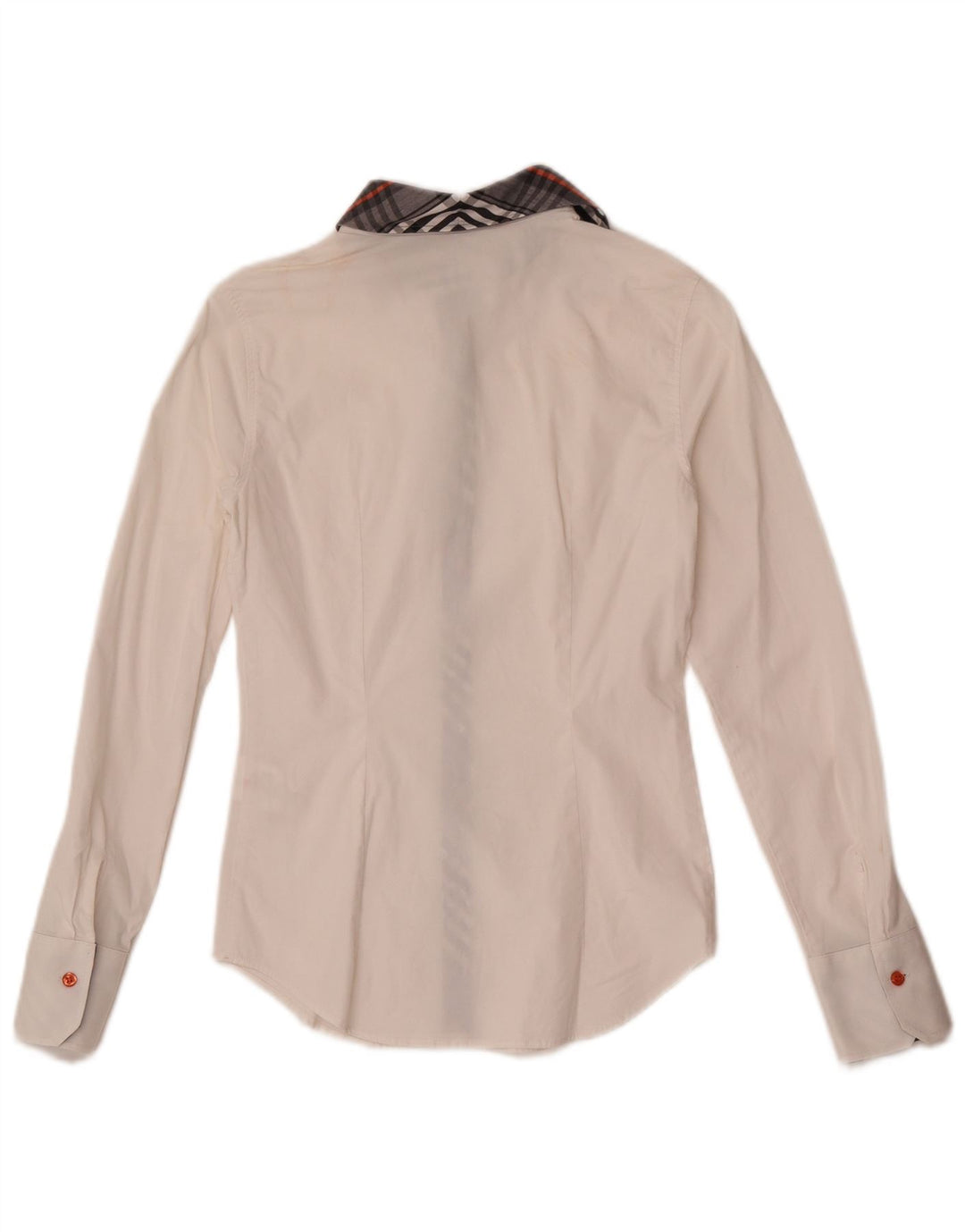Camisa feminina Naracamicie EUA 0 XS algodão xadrez branco