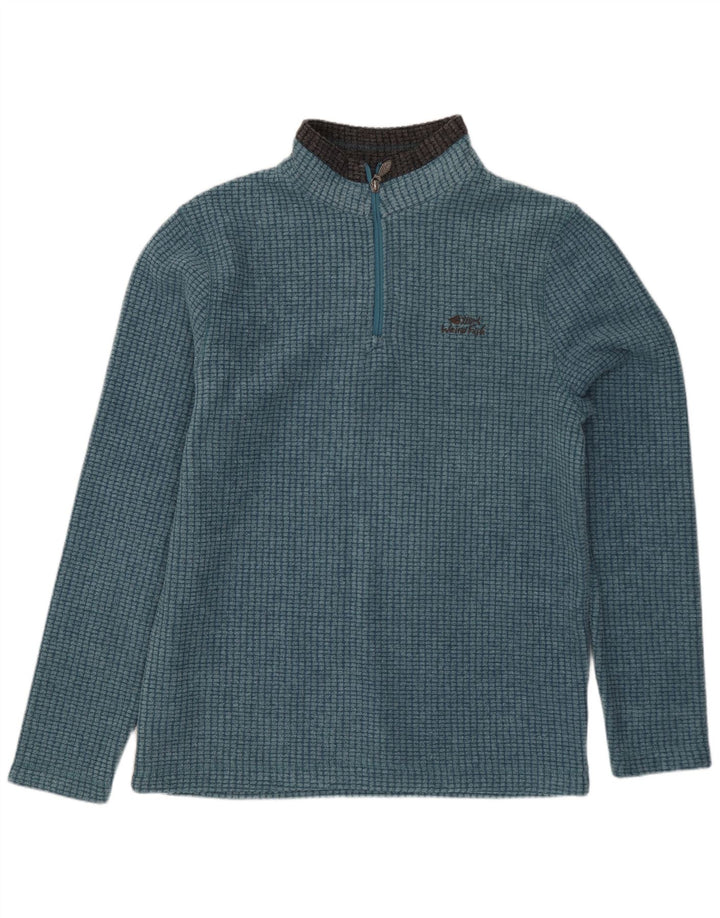Estranho Peixe Masculino Zip Neck Fleece Jumper Pequeno Poliéster Azul