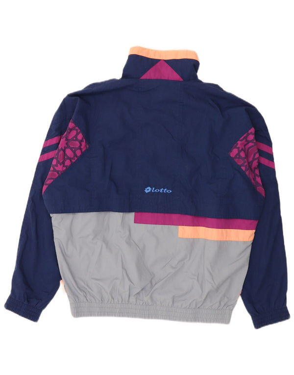 Lotto Mens Graphic Tracksuit Top Jacket Large Navy Blue Colourblock