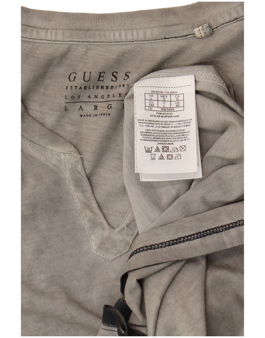 Camiseta masculina Guess grande algodão cinza